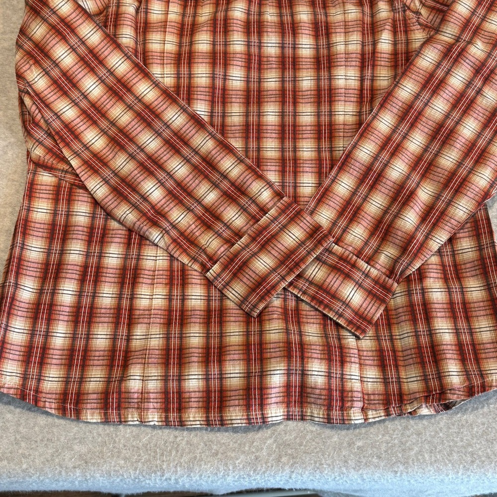 Pendleton Vented Long Sleeve Button Up Shirt Womens Large Red Tan Plaid Cotton - Picture 12 of 15